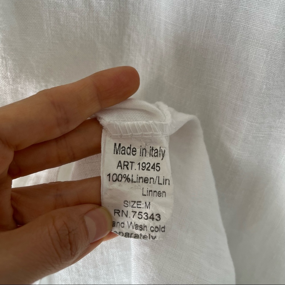 Lungo L’arno made in Italy women’s 100% Linen 3/4 sleeve top, M, white - Picture 10 of 11